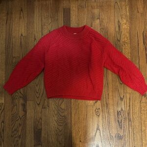 Red Crewneck Knit Sweater - Women's